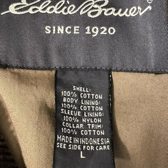Vintage Eddie Bauer Green Barn Chore Field Coat  Corduroy Collar Cuffs Large - Picture 13 of 14
